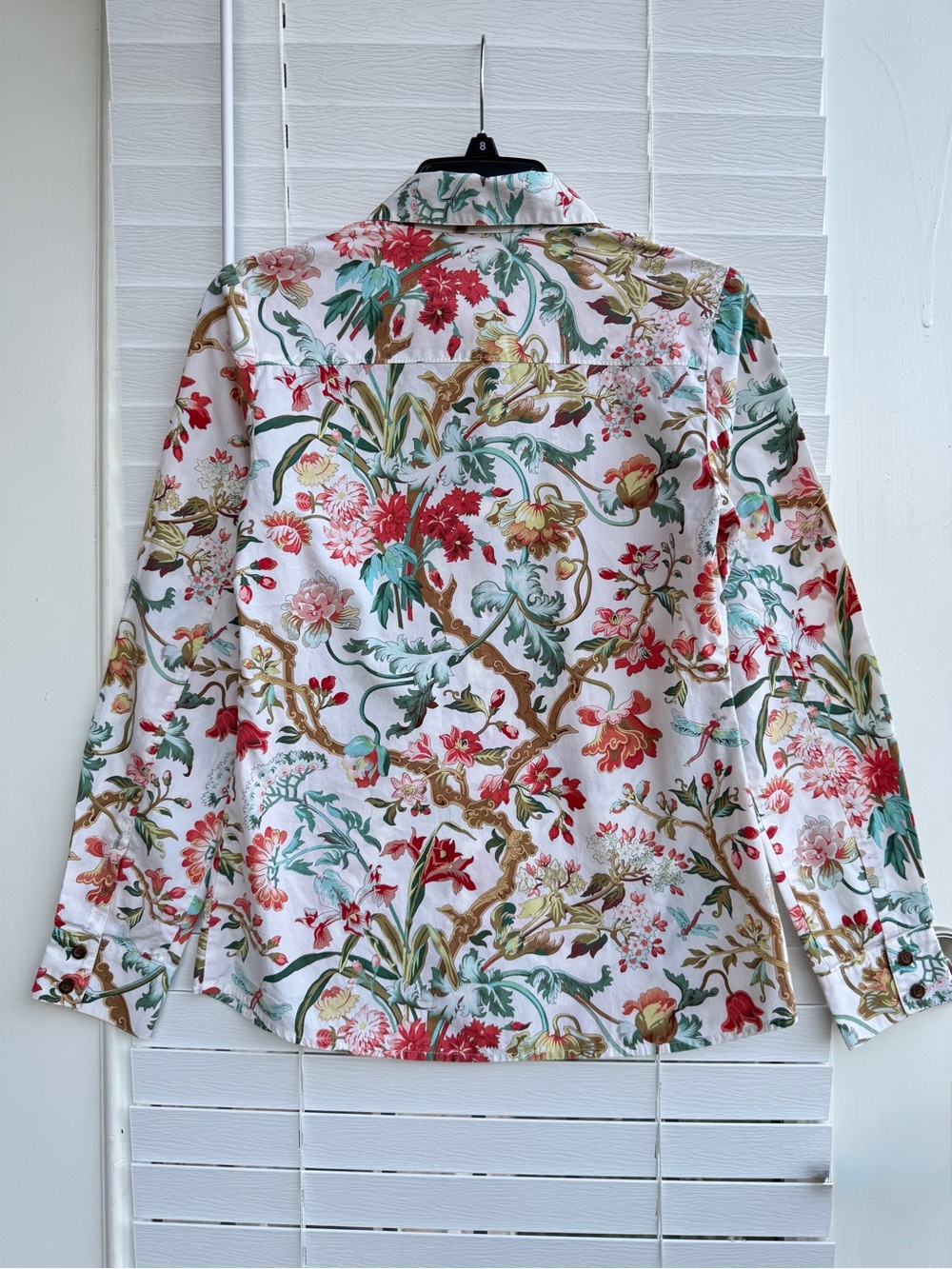Tommy Bahama Women’s Floral Button Front Shirt XS White Cotton Long Sleeve - Picture 6 of 8